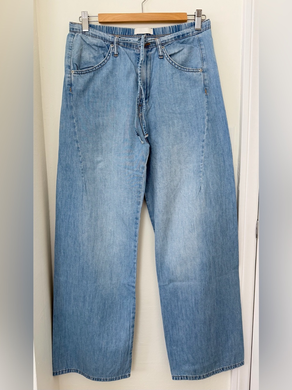 ZARA FLOWY DRAWSTRING DENIM PANTS